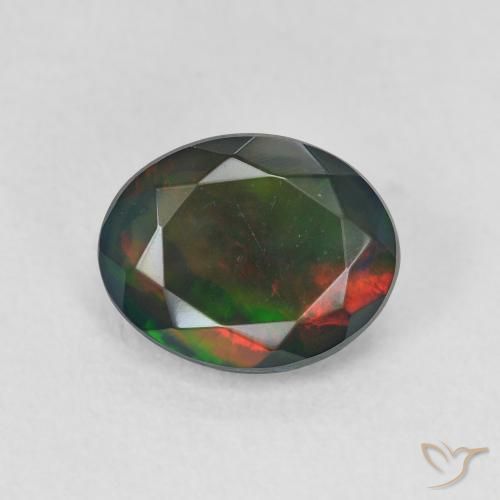 1.17ct 天然 彩色 黑蛋白石, 椭圆形, 半透明