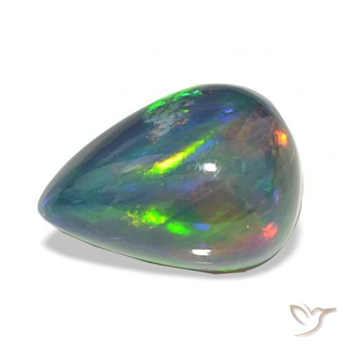 7.46ct 彩色 黑蛋白石, 梨形, 不透明