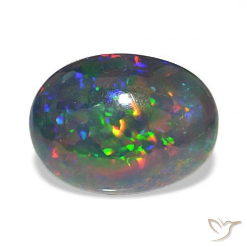 7.80ct 彩色 黑蛋白石, 椭圆形, 不透明