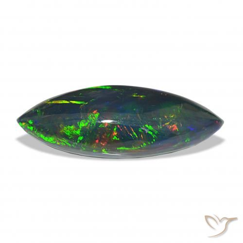 11.33ct 彩色 黑蛋白石, 榄尖形, 不透明