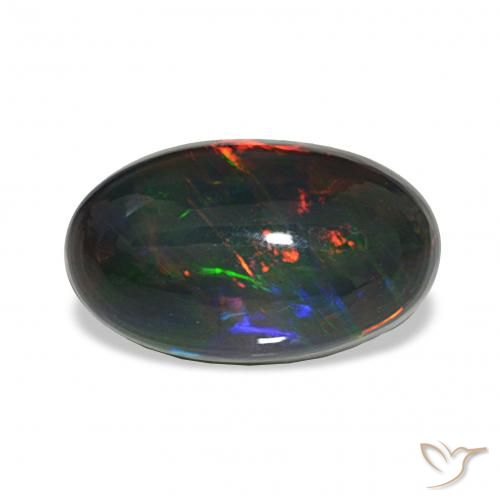 4.80ct 彩色 黑蛋白石, 椭圆形, 不透明