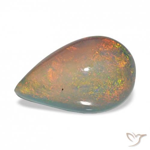 3.98ct 彩色 黑蛋白石, 梨形, 不透明