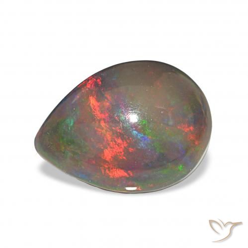 2.65ct 彩色 黑蛋白石, 梨形, 不透明