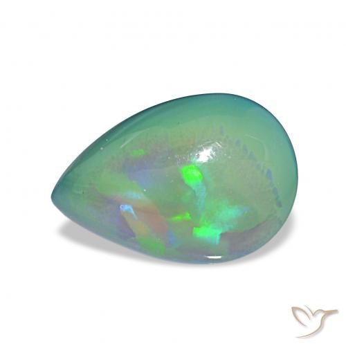 4.97ct 彩色 黑蛋白石, 梨形, 不透明