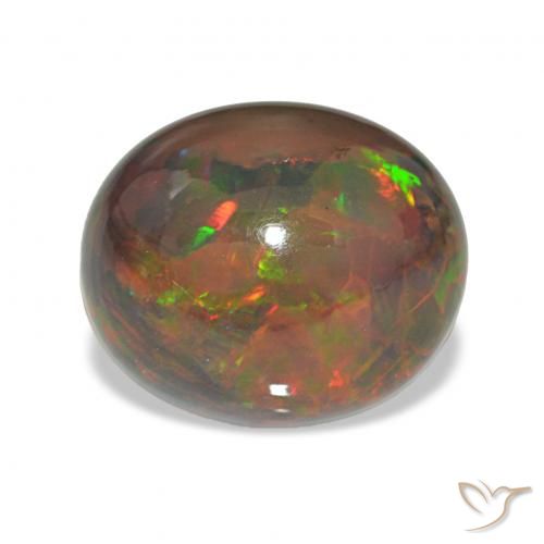 4.98ct 彩色 黑蛋白石, 椭圆形, 不透明