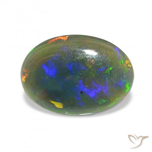 1.61ct 彩色 黑蛋白石, 椭圆形, 不透明
