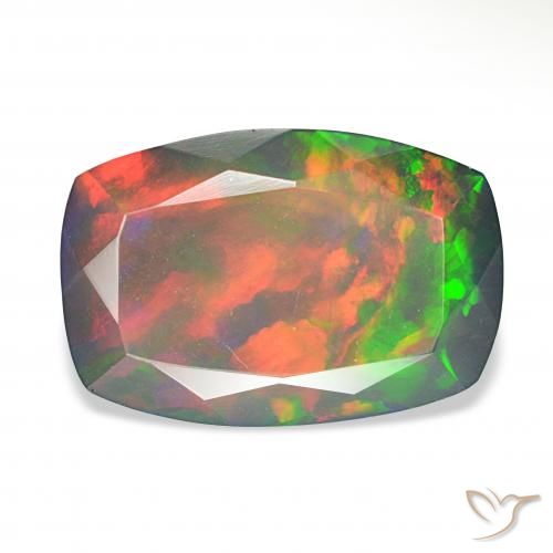 5.06ct 彩色 黑蛋白石, 软垫, 不透明