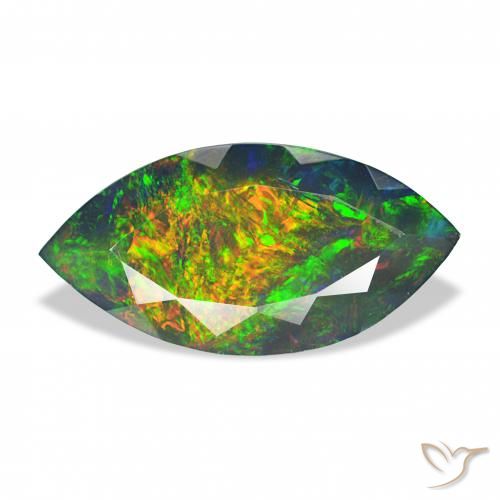 3.37ct 彩色 黑蛋白石, 榄尖形, 不透明