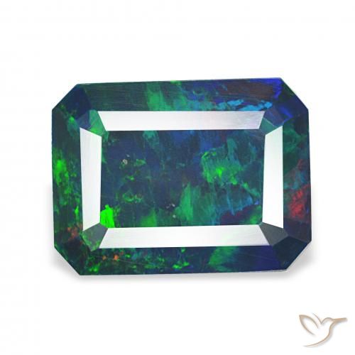 1.81ct 彩色 黑蛋白石, 祖母绿式切割, 不透明