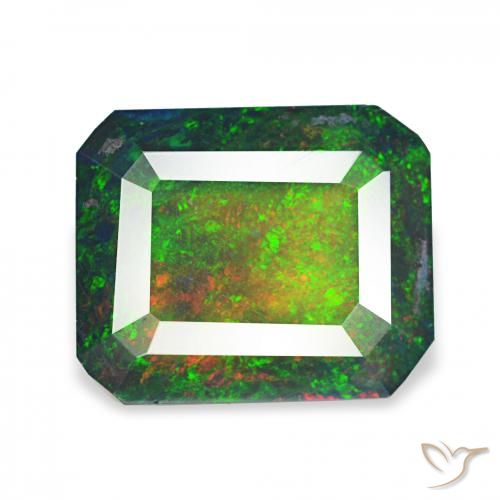 2.23ct 彩色 黑蛋白石, 祖母绿式切割, 不透明