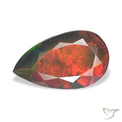 2.11ct 彩色 黑蛋白石, 梨形, 不透明