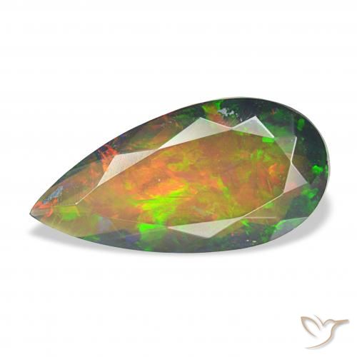2.45ct 彩色 黑蛋白石, 梨形, 不透明