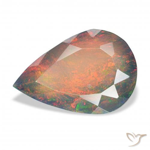 2.89ct 彩色 黑蛋白石, 梨形, 不透明
