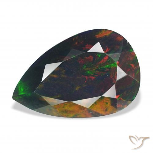 6.18ct 彩色 黑蛋白石, 梨形, 不透明
