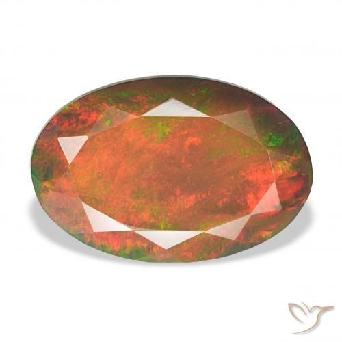 4.04ct 彩色 黑蛋白石, 椭圆形, 不透明
