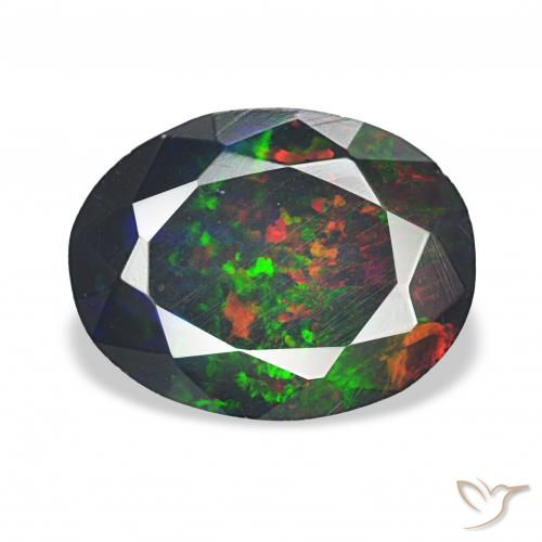 2.11ct 彩色 黑蛋白石, 椭圆形, 不透明