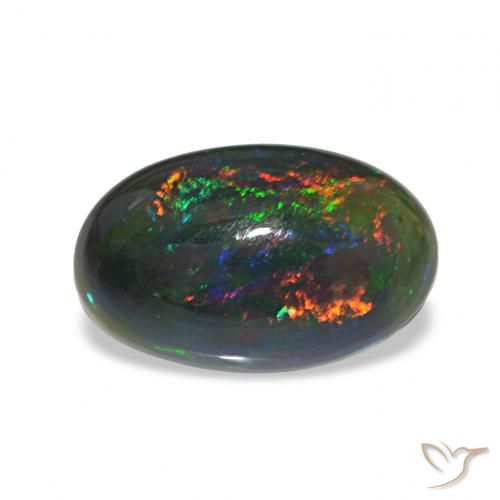 2.13ct 彩色 黑蛋白石, 椭圆形, 不透明
