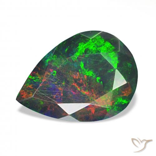 1.40ct 彩色 黑蛋白石, 梨形, 不透明