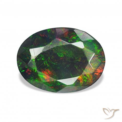 1.60ct 彩色 黑蛋白石, 椭圆形, 不透明