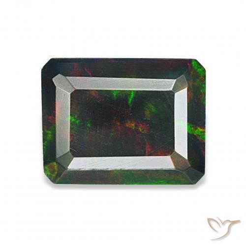 1.12ct 彩色 黑蛋白石, 祖母绿式切割, 不透明