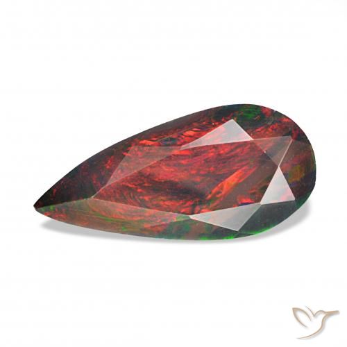 1.24ct 彩色 黑蛋白石, 梨形, 不透明