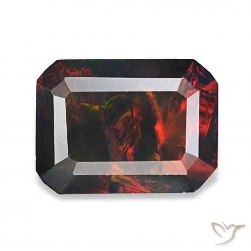 1.24ct 彩色 黑蛋白石, 祖母绿式切割, 不透明