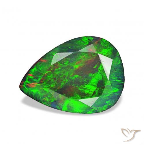 1.23ct 彩色 黑蛋白石, 梨形, 不透明