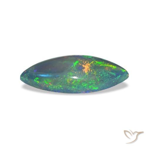 0.56克拉天然多色黑欧泊，马眼形，9.8×5毫米，半透明
