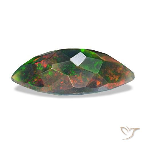 1.50克拉天然多色黑欧泊，马眼形，13.9×5.8毫米，不透明