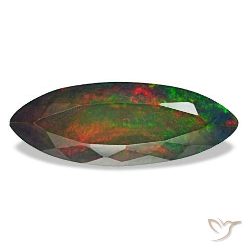 3.69克拉天然多色黑欧泊，马眼形，23.2×8.5毫米，不透明