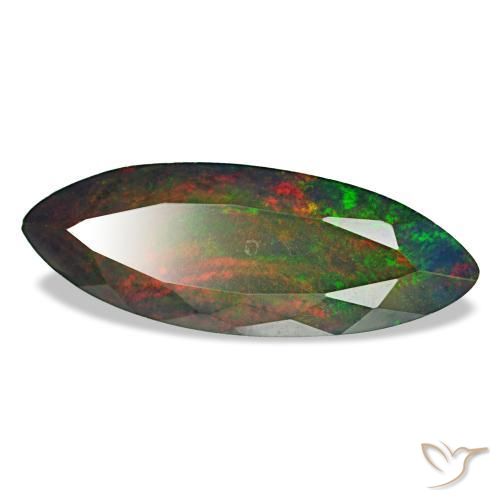 3.69克拉天然多色黑欧泊，马眼形，23.2×8.5毫米，不透明