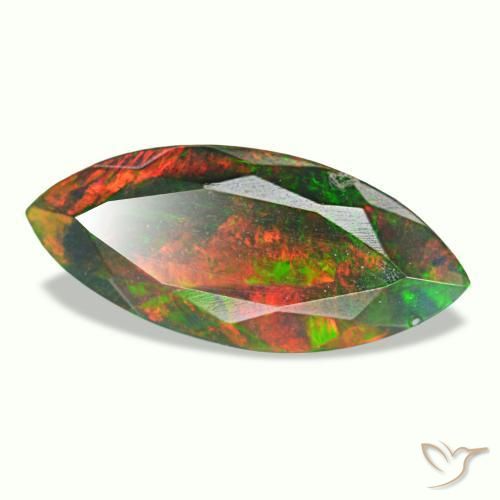 1.49克拉天然多色黑欧泊，马眼形，14.4×6.4毫米，不透明
