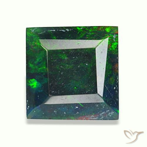 1.57克拉天然多色黑欧泊，方形，8.3×8.1毫米，不透明