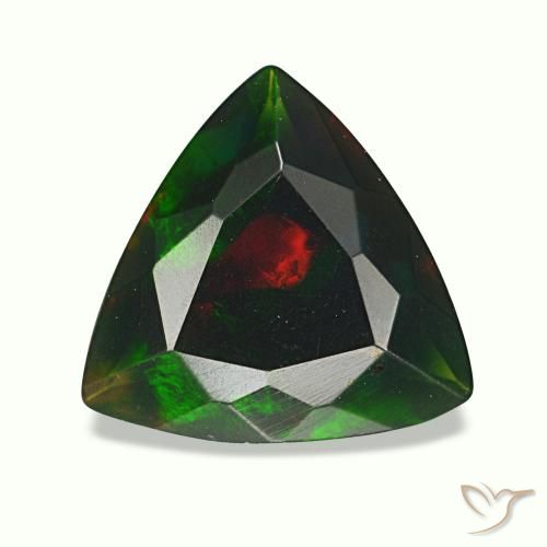 1.19克拉天然多色黑欧泊，三角形，9.4×9毫米，不透明
