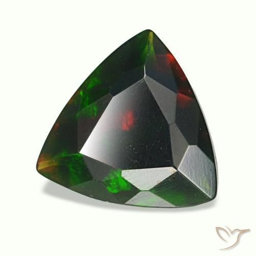 1.19克拉天然多色黑欧泊，三角形，9.4×9毫米，不透明