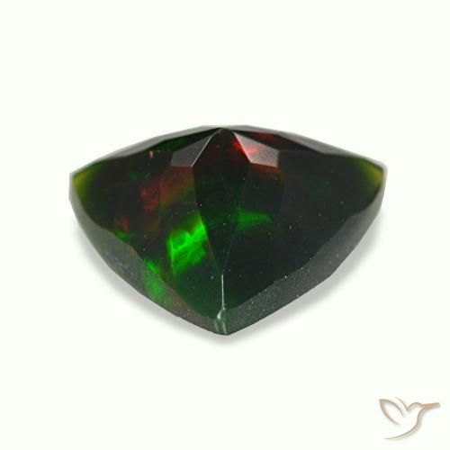 1.19克拉天然多色黑欧泊，三角形，9.4×9毫米，不透明