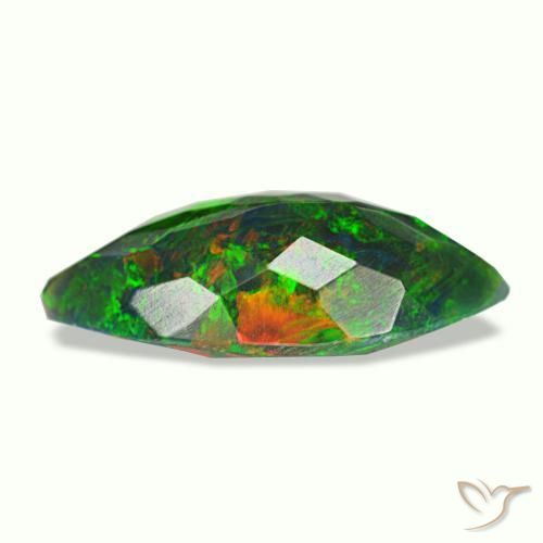 1.98克拉天然多色黑欧泊，马眼形，15×7.3毫米，不透明