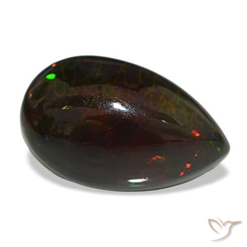 13.64克拉天然多色黑欧泊，梨形，23.8×15.1毫米，不透明