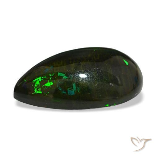 13.64克拉天然多色黑欧泊，梨形，23.8×15.1毫米，不透明