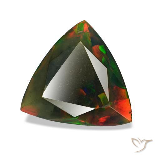 1.40克拉天然多色黑欧泊，三角形，9.8×9.4毫米，不透明
