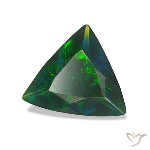0.61克拉天然多色黑欧泊，三角形，8.2×7.1毫米，不透明