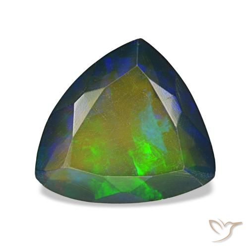 1.90克拉天然多色黑欧泊，三角形，9.7×8.9毫米，半透明
