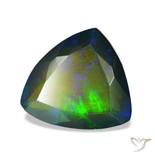 1.90克拉天然多色黑欧泊，三角形，9.7×8.9毫米，半透明