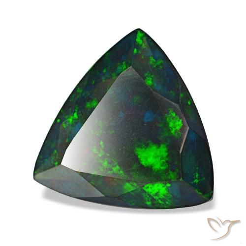 2.11克拉天然多色黑欧泊，三角形，11.3×10.9毫米，半透明