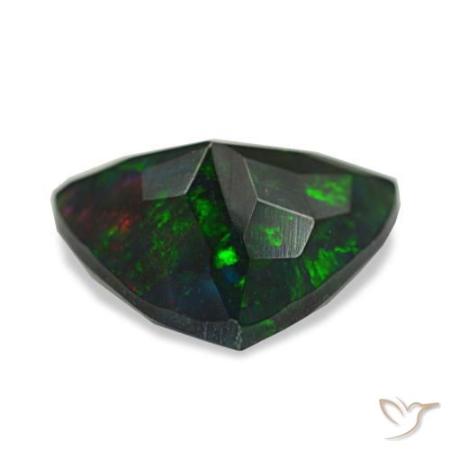2.11克拉天然多色黑欧泊，三角形，11.3×10.9毫米，半透明
