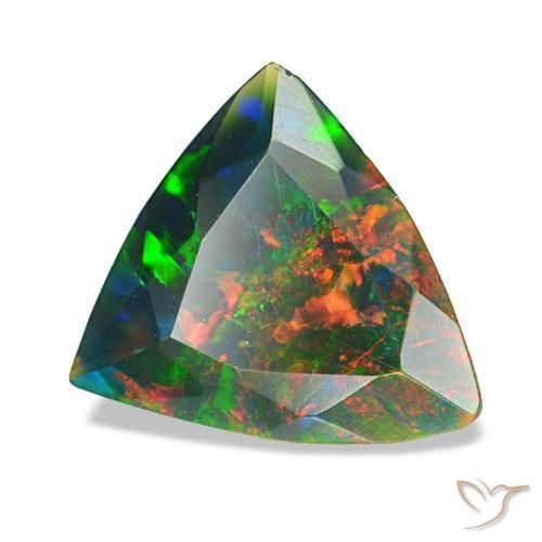 1.53克拉天然多色黑欧泊，三角形，10.5×10.2毫米，不透明