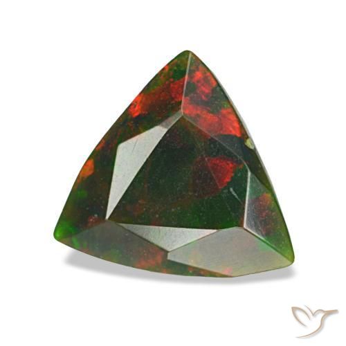 1.34克拉天然多色黑欧泊，三角形，9.5×8.8毫米，不透明