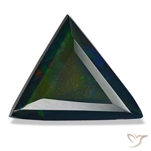 3.13克拉天然多色黑欧泊，三角形，13.8×13.8毫米，半透明