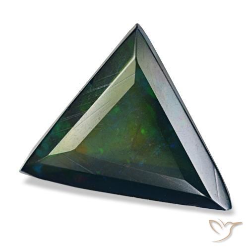 3.13克拉天然多色黑欧泊，三角形，13.8×13.8毫米，半透明