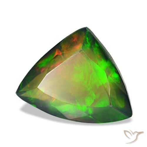 2.87克拉天然多色黑欧泊，三角形，12.9×10.1毫米，半透明